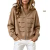 Nuevo Cardigan de Punto Estilo Chino con Cuello Alto Botón Rana Doble Cremallera para Mujer 2026 Otoño/Invierno Nuevo Suéter Grueso Holgado Chaqueta para Mujer