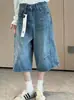 Jeans de mujer de cintura alta, nuevo estilo verano 2026, que cubren la cadera, adelgazantes, holgados, versátiles, pantalones rectos cropped de moda