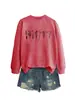 Sudadera Transfronteriza Estilo Europeo y Americano Manga Larga para Mujer En Stock Tijeras Peine Secador de Pelo Floral Otoño e Invierno Talla Europea