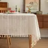 Toalha de mesa de algodão e linho, impermeável, à prova de óleo, lavável, resistente ao calor, para mesas de centro, salas de estar, uso doméstico, jogo americano retangular para mesa de jantar, pano de mesa, design simples