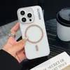 Adequado para iPhone16Promax Capa de Celular Semi-transparente Fosca com Sensação de Pele Simples Capa Dura Magnética Apple 15 Capa Protetora