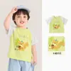 Camiseta de Algodón Fina de Manga Corta para Niños y Niñas de Verano, Camiseta Básica de Manga Media con Cuello Redondo de Dibujos Animados para Bebé, Ropa Casual de Verano