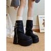 Pantalones de cabeza grande tubo botas de mujer dulce viento fresco botas de pila fondo grueso muffin botas occidentales pero rodilla moda botas de caballero de tacón alto