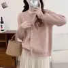 Cardigan de Tricô com Botões Cor Sólida Feminino Outono Inverno Novo Estiloso Redutor de Idade Jaqueta Estilo Pequeno Chanel Casaco Curto Suéter Feminino