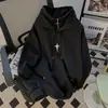 Sudadera con capucha negra para hombre, nuevo estilo de otoño, moda retro americana, top holgado y casual, con un diseño único