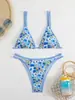 Comercio Exterior Nuevo Bikini Dos Piezas Estampado de Tres Puntos Espalda Descubierta Europea y Americana Transfronterizo Traje de Baño