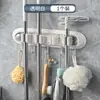 Suporte de Parede Multifuncional para Mop sem Furos à Prova d'Água Espessado ABS Bom Gancho de Armazenamento