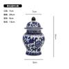Jingdezhen Cerámica Azul y Flores Pintada a Mano Tarro con Carácter Feliz Caja de Joyería Tarro de Almacenamiento de Té Adornos Exquisitos Clásicos para el Hogar Sala de Estar