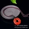 Colar de Calcedônia Natural para Mulheres, Pingente com Fivela de Segurança de Ágata Branca e Vermelha, Corrente de Suéter Pixiu Duplo de Jade Masculino Presente de Feriado