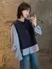 Camisa a rayas de manga larga con cuello redondo, diseño de dos piezas falso, nuevo diseño de otoño 2026, corte holgado, top único y elegante