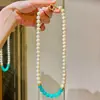 Conjunto de Colar, Pulseira e Brincos de Pérola de Água Doce e Amazonita Natural de Alta Qualidade 9-10mm