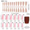 Puntas de Uñas Europeas y Americanas de Moda de Gama Alta Mate de Punta Larga, Colección de Color Sólido, Piezas para Uñas, 24 Piezas