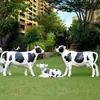 Decoración de animales de simulación para exteriores de fibra de vidrio escultura de vaca grande de dibujos animados para jardín boceto decoración de paisaje de patio de granja