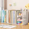 Soporte para Libros de Escritorio Estudiante Estantería para Guardar Libros Portalápices de Papelería Estantería Organizador de Archivos de Oficina Estante de Escritorio