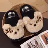 Pantuflas de Peluche de Cachorro Lindas Calientes para el Hogar Antideslizantes Suela Suave Cómodas Cerradas de Algodón Otoño Invierno para Usar al Aire Libre Mujer