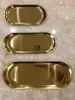 Bandeja Estilo Escandinavo Prato Oval de Aço Inoxidável Cozinha Coreana Prato Dourado Prato de Sobremesa Prato de Joias Bandeja de Armazenamento