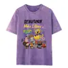 Camiseta de Manga Corta Estampada Estilo Retro Americano Desgastada Lavada de Verano para Mujer Tallas Grandes, Algodón Puro, Cuello Redondo, Top de Moda Versátil
