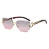 Gafas de sol retro sin montura con borde cortado 5004 para mujer, Gafas nuevas de alta gama europeas y americanas, Gafas de sol versátiles para protección solar transfronteriza para hombre