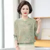 Blusas de estilo chino para mujeres de mediana edad y mayores, camisas básicas elegantes de alta gama, nuevos tops de estilo chino para madres, nuevos estilos de primavera y otoño 2026