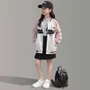 Jaqueta Feminina Primavera e Outono 2026 Nova Criança Primavera Estilosa Casual Top para Crianças Médias e Mais Velhas Roupas de Primavera para Meninas Jaqueta de Baseball