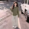 Conjunto de outfit de otoño para niñas 2026 nuevo conjunto de dos piezas de punto base, pantalones casuales, ropa deportiva para niños de talla mediana y grande, primavera y otoño