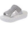 Pantuflas Tejidas Ligeras de Suela Gruesa de Talla Grande Transfronterizas para Mujer Sandalias Romanas Redondas de Lana Nuevas Casuales Europeas y Americanas Comercio Exterior