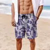 Roupa de Praia Verão Pássaro Havaiano Estampado Seda de Gelo Flor Shorts Masculino Secagem Rápida plus size Moda Férias Calças Tendência