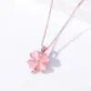 Pulsera de Trébol de Cuatro Hojas con Piedra Ojo de Gato para Mujer, Lujo Accesible y Colgante de Alta Gama, Colgante de Moda de Flor de Diamante Rosa, Joyería, Juego de Flor de Durazno