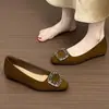 Zapatos Retro Cuadrados para Mujer que Aumentan la Altura 2026 Elegantes de Primavera-Otoño Versátiles Estilo Coreano Hebilla de Pedrería Zapatos Planos Bajos para Mujer