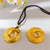 Colgante de Collar de Arena Dorada Antigua para Hombres y Mujeres, Hebilla de Seguridad para Cordón, Anillo Baifu Chapado en Oro, Estilo Antiguo