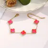 Pulsera de trébol de cuatro hojas más vendida en Amazon pulsera de doble cara titanio de acero titanio 18K oro real color 18k joyería versátil venta al por mayor