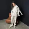 Conjunto de Tricô Solto Pulôver Transfronteiriço para Mulheres Europeu e Americano Outono e Inverno 2025 Novo Gola Alta Manga Longa Calça Perna Larga Conjunto de Duas Peças