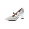 Zhr Zapatos Mary Jane con Lazo de Perlas Estilo Francés 2026 Verano Nuevos Zapatos Elegantes de Boca Baja para Mujer