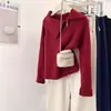 Cárdigan de punto de color liso irregular con solapa y doble cremallera para mujer, otoño e invierno, diseño único, chaqueta suéter top