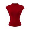 Exportación Transfronteriza Ropa de Mujer Verano 2025 Estilo Europeo y Americano Cuello Alto Pequeño Mangas Cortas Color Sólido Ajustada Camiseta Tops para Mujer Z625257