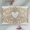 Papel com Glitter 250g Pó de Glitter Convite de Casamento Estilo Europeu Cartão de Cumprimentos Dia dos Namorados Cartão de Convite de Casamento com Coração Vazado e Renda