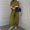 2026 Comércio Exterior Transfronteiriço Europeu e Americano Nova Roupa Feminina Elegante Moda Cor Sólida Cintura Marcada Manga Curta Calça Longa Conjunto de Duas Peças