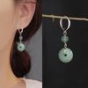 Aretes de Flor con Hebilla de Paz de Calcedonia Blanca, Aretes Xiuhe de Estilo Antiguo, Jade Redondo, Jade Hetian, Aretes de Zirconia para Mujer