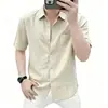 Camisa de manga corta para hombre de comercio exterior, modelo nuevo 2026, camisa estilo old money, lino sintético, transpirable, fresca, holgada, camisa casual para hombre