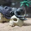 Acuario Tanque de Peces Calavera Decoración de Paisajismo Casa de Cría Escondite Escalada Caja para Mascotas Escenario Pirata con Sombrero Estilo Caliente