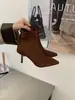 2026 Novas Botas de Cano Curto Apontadas Estilo Coreano para Mulheres, Botas Slim com Zíper, Botas de Cano Curto de Camurça Fashion