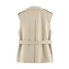 Comércio Exterior 2026 Outono Novo Estilo Europeu e Americano Moda Feminina Casual Solto Colete de Botão Duplo com Cinto 6318264