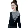 Suéter Color Block Patchwork Elegante Falso Duas Peças Malha Manga Longa Novo de Nicho Primavera/Outono 2026 Feminino