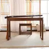 Nova Mesa e Banco Estilo Chinês Guqin Mesa de Ressonância Qin Mesa de Estudo Zen Mesa de Estudos Chineses Mesa de Caligrafia Madeira Maciça Mesa para Copiar Sutras Mesa Qin para Guzheng Pintura e Caligrafia