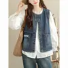 Colete Jeans Casual Soltinho de Tamanho Grande para Mulheres, Adequado para Primavera, Verão e Outono, Jaqueta Colete Versátil sem Mangas