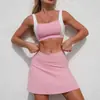 Saias Esportivas de Cintura Alta Cuidadosamente Selecionadas, Tops de Yoga com Costas Bonitas, Saias de Tênis de Secagem Rápida Anti-Exposição, Conjuntos de Duas Peças Respiráveis para Fitness