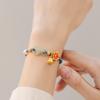 Pulsera de Hebilla Ping An con Eslabones de Anillo, Diseño de Nicho, Tejida con Perlas, Cuerda de Mano, Regalo de San Valentín para Novia