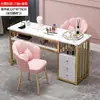 Mesa de manicure moderna, mesa de manicure dupla econômica, mesa de maquiagem, conjunto de mesa e cadeira para salão de manicure de luxo leve estilo japonês, estação de manicure