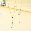 Moda Europea y Americana Nicho Joyería Colorida Dopamina para Mujeres, Colgante Geométrico con Diamantes, Collar Largo en Forma de Y de Acero Inoxidable