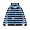 Sudadera de punto con capucha a rayas de bloques de color bordada estilo caricatura americana para hombre y mujer, nueva chaqueta casual holgada de otoño, estilo perezoso